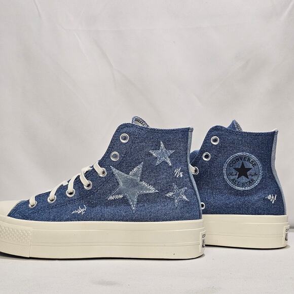 Converse Women's CTAS Lift Denim Hi Top Star Sneakers Size 8.5 A12045C Navy NWT - Picture 2 of 9